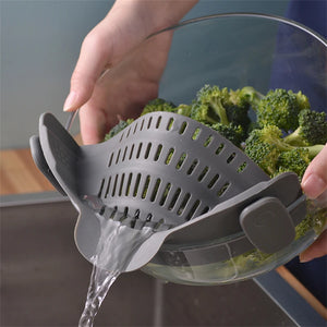 Clip On Hands-Free Kitchen Silicone Food Strainer