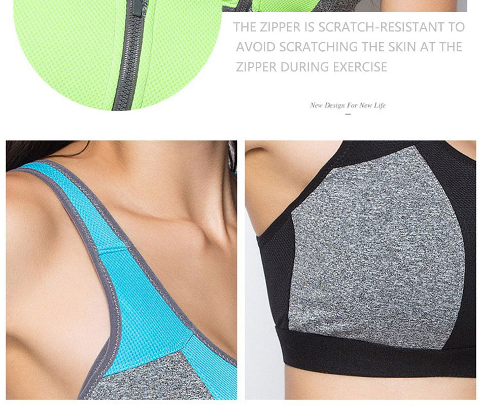 Alexa Chung High Impact Sports Bra Zipper Yoga Bras Shockproof Push Up –  NexusQualitystore